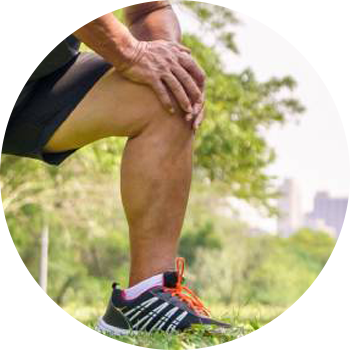 Man stretching knee Man stretching knee